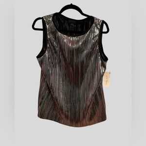 Carlisle Metallic Pleated Shell Top NWT Size 10